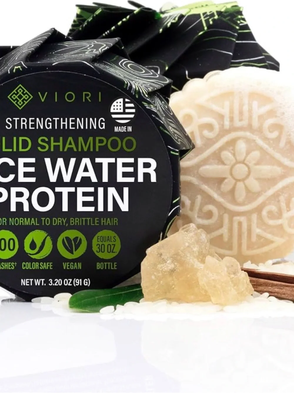 Viori Strengthening 2 Solid Shampoo Bar Rice Water Protein Hidden Water Fall NIB